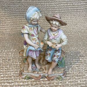 Original Arnart Creation Japan Countryside Girl & Boy Figurine Porcelain Vintage